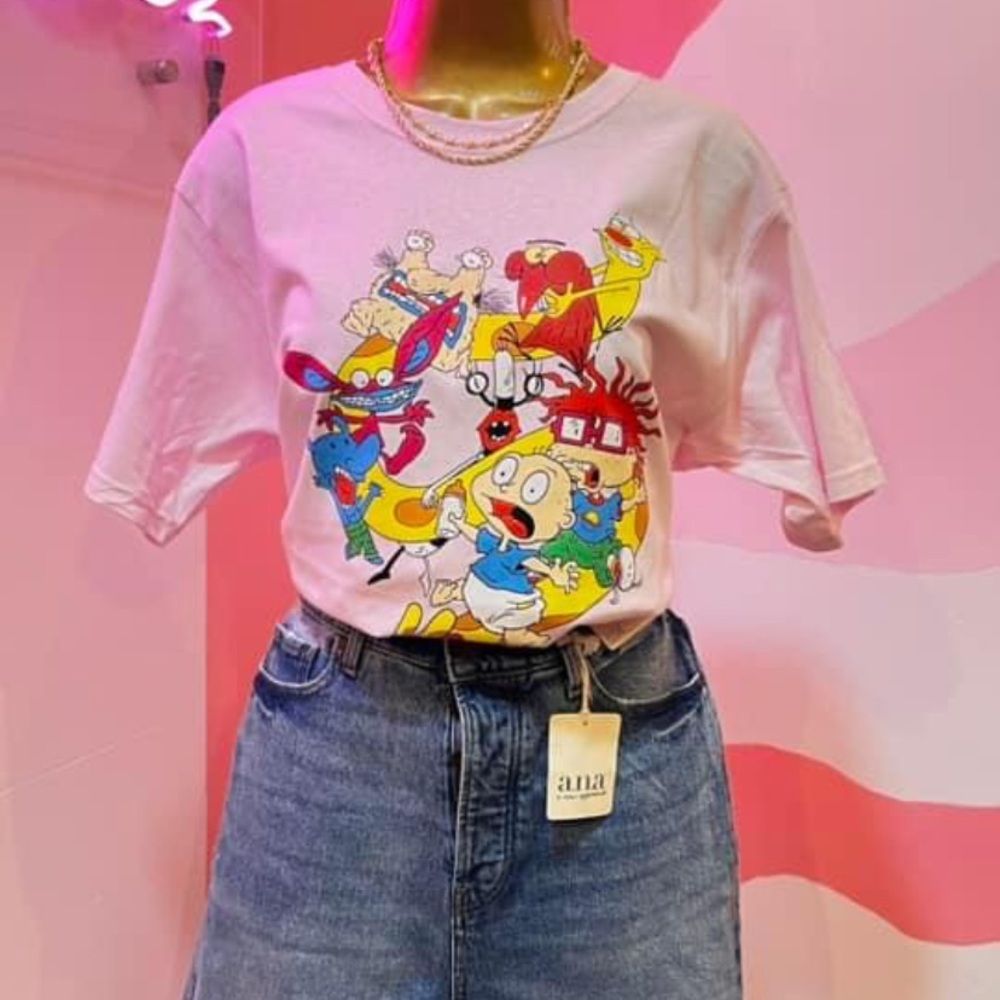 NWOT Rugrats boyfriend short sleeve t shirt in pink size M